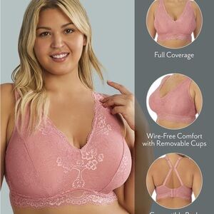 DREAMFIT bralette Plus Size Full Coverage Wireless Lace Bralette 2 piece set